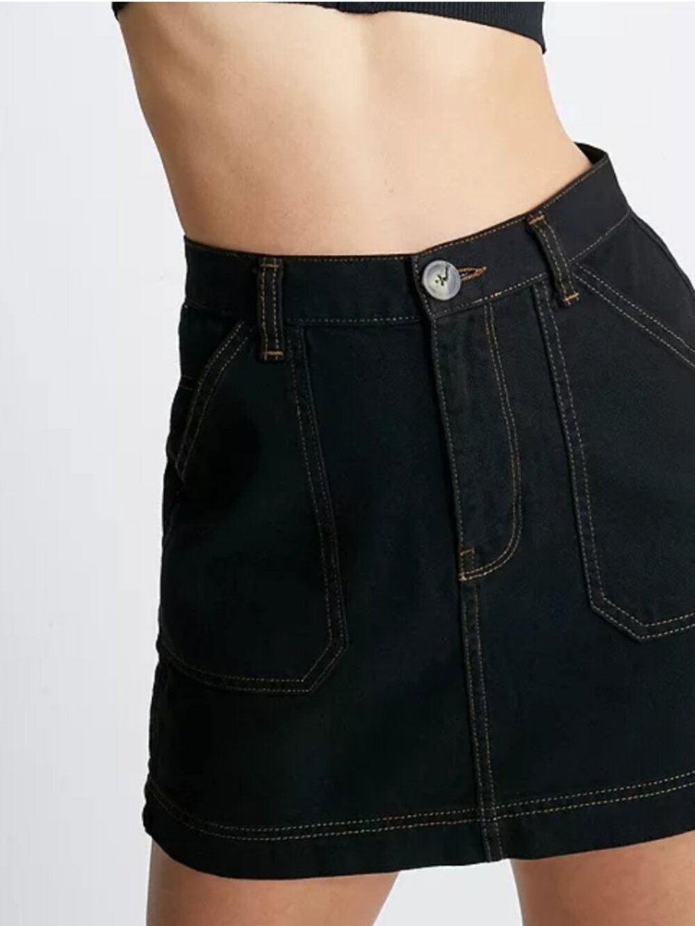 BDG Black Carpenter Mini Skirt Utility Style Pocket Cotton Womens Size S